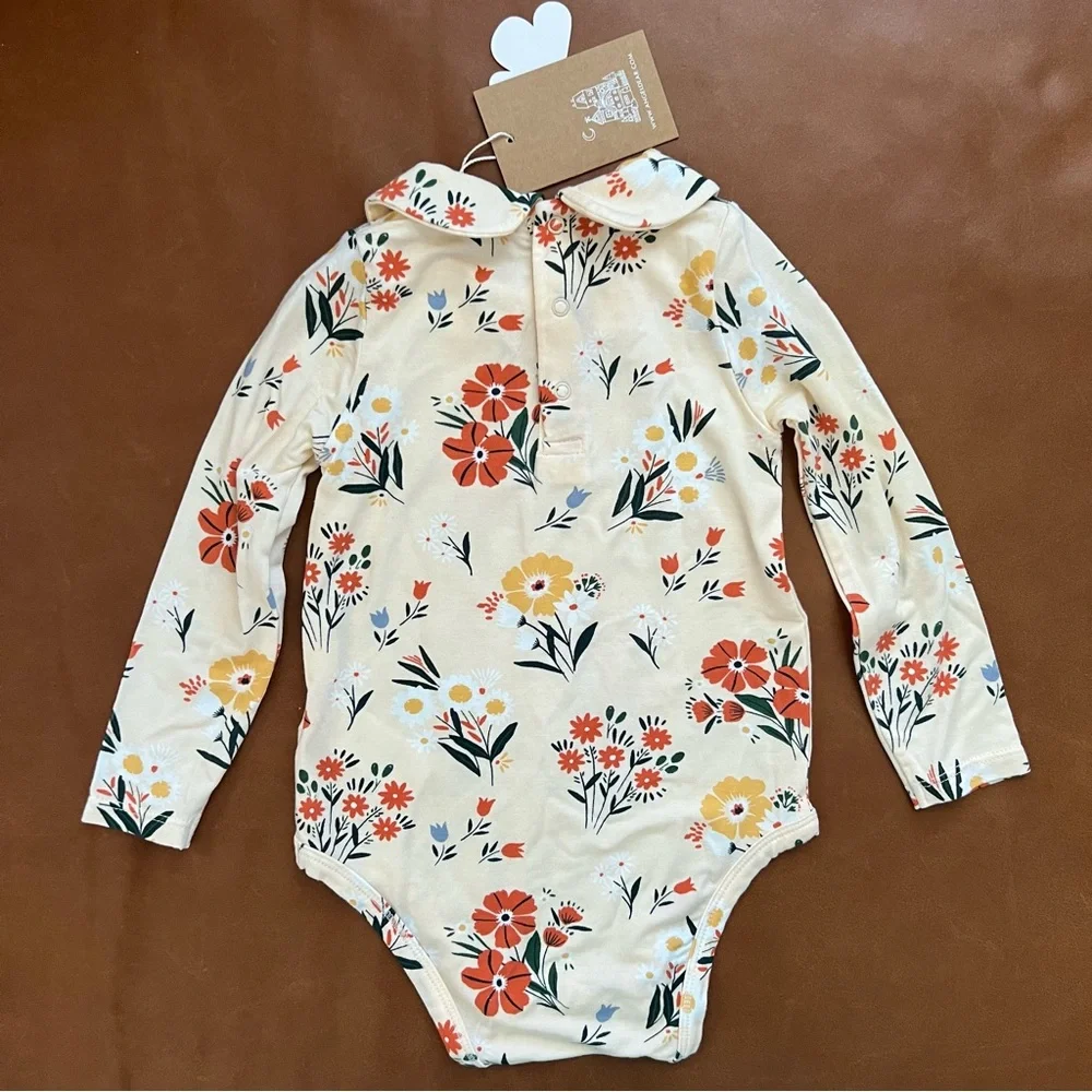 ANGEL DEAR Floral Peterpan Bodysuit, 12-18mo - NEW
